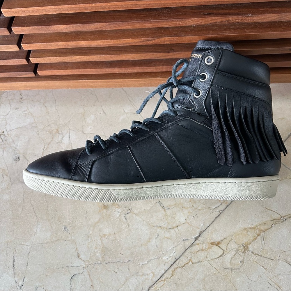 Saint Laurent SL-18 High-Top Black Leather Sneakers - Picture 7 of 14
